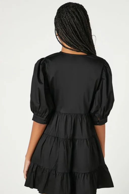 Tiered Plunging Mini Dress