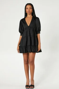 Tiered Plunging Mini Dress