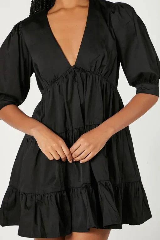Tiered Plunging Mini Dress