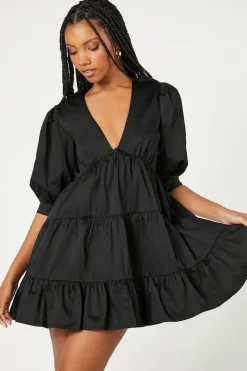 Tiered Plunging Mini Dress