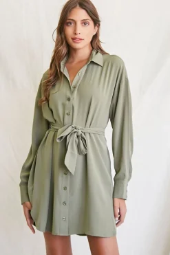 Tie-Waist Shirt Dress