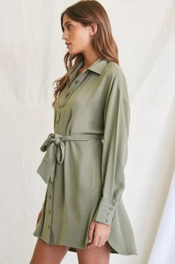 Tie-Waist Shirt Dress