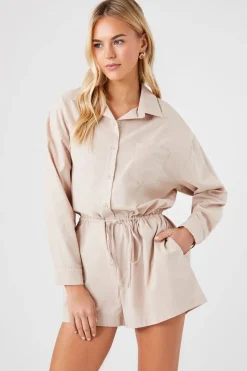 Tie-Waist Shirt Romper