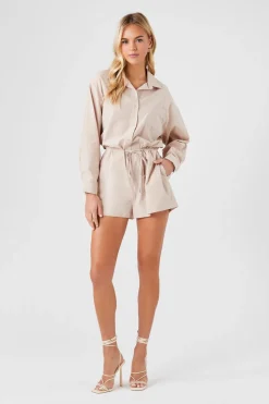 Tie-Waist Shirt Romper