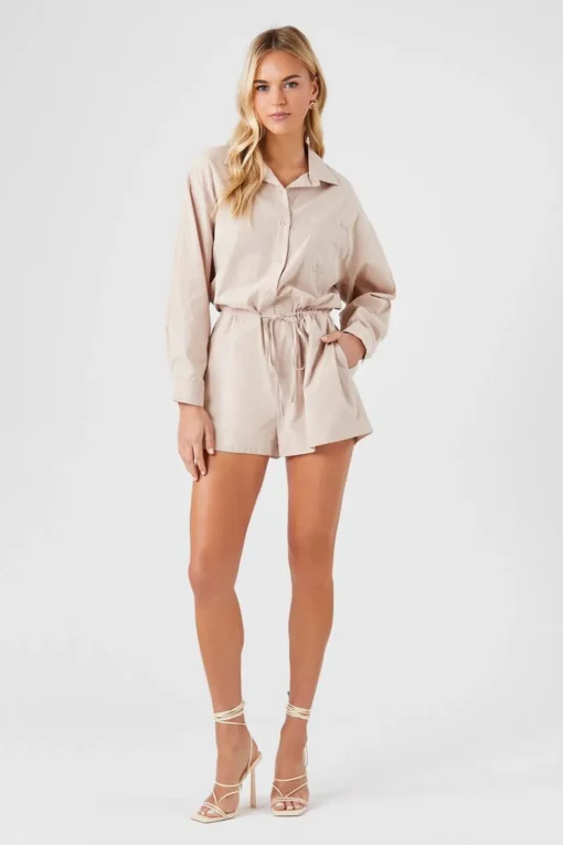 Tie-Waist Shirt Romper