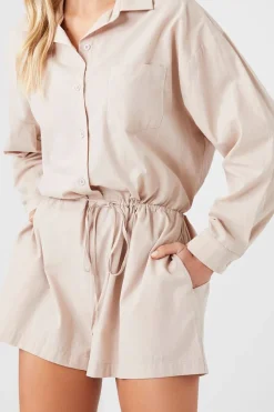 Tie-Waist Shirt Romper