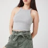 Tie-Waist Twill Paperbag Shorts
