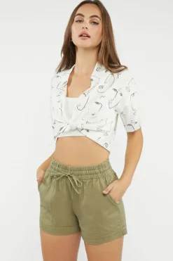 Tie-Waist Twill Shorts