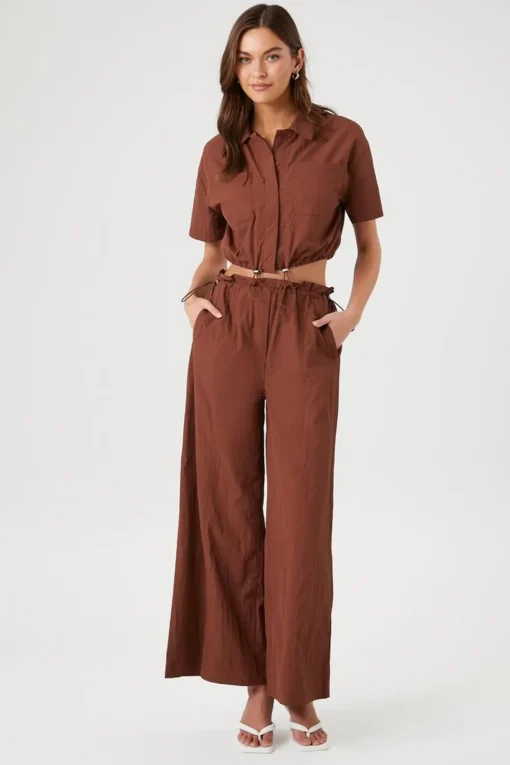 Toggle Drawstring Wide-Leg Pants