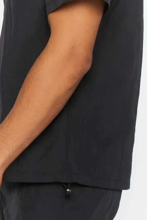 Toggle Drawstring Woven Crew Neck Tee