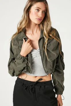 Toggle-Drawstring Bomber Jacket