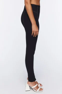 Topstitched Split-Hem Leggings