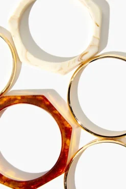 Tortoiseshell & Marble Bangle Bracelet Set