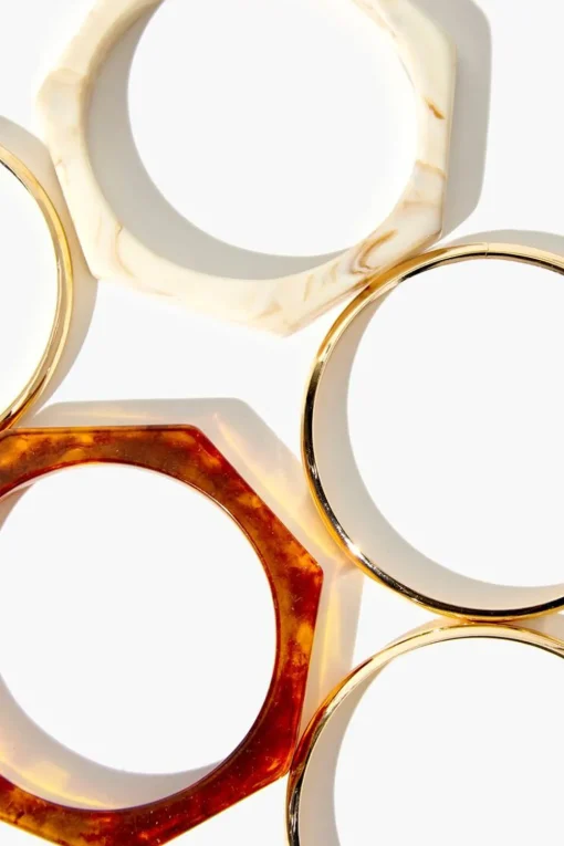 Tortoiseshell & Marble Bangle Bracelet Set