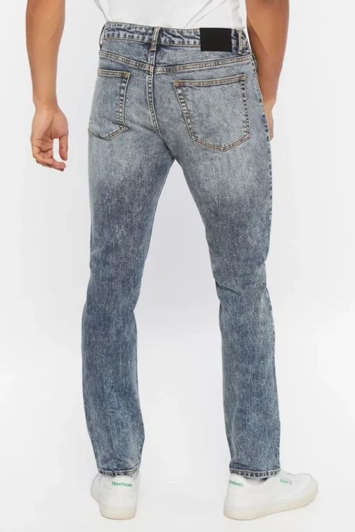 Tropical Floral Distressed Slim-Fit Jeans