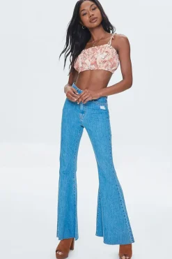Tropical Floral Print Cropped Cami