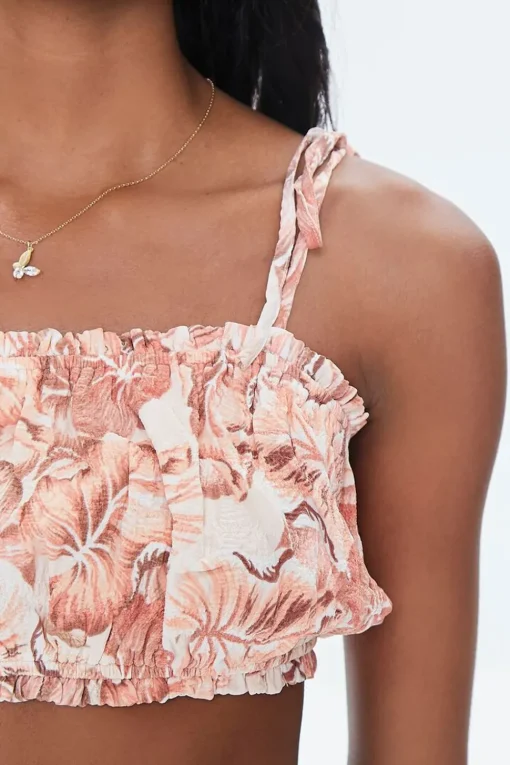 Tropical Floral Print Cropped Cami