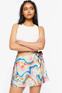Tropical Floral Print Mini Skirt