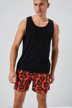 Tropical Floral Print Swim Trunks