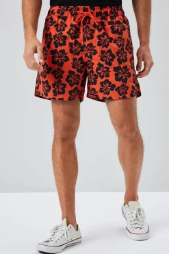 Tropical Floral Print Swim Trunks