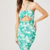 Tropical Print Cutout Halter Dress