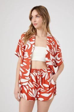 Tropical Print Drawstring Shorts