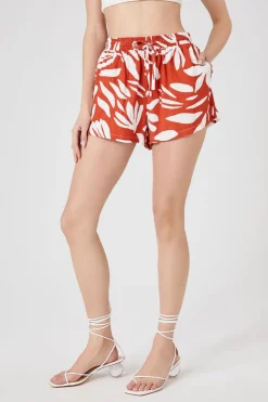Tropical Print Drawstring Shorts
