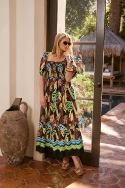 Tropical Print Maxi Dress
