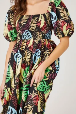 Tropical Print Maxi Dress
