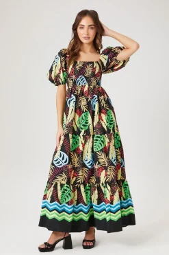 Tropical Print Maxi Dress