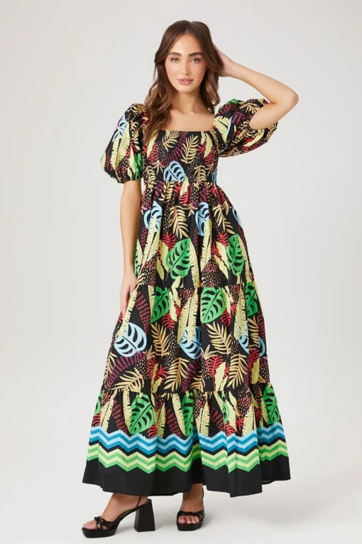 Tropical Print Maxi Dress