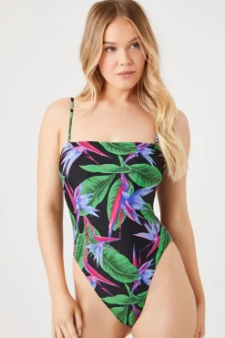 Tropical Print One-Piece Swimsuit