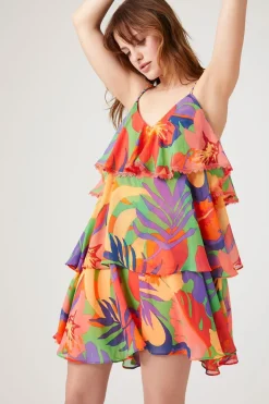 Tropical Print Tiered Dress