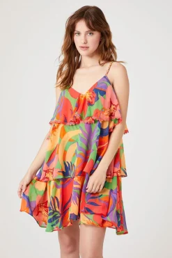 Tropical Print Tiered Dress