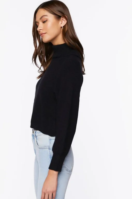 Tulip-Hem Turtleneck Sweater