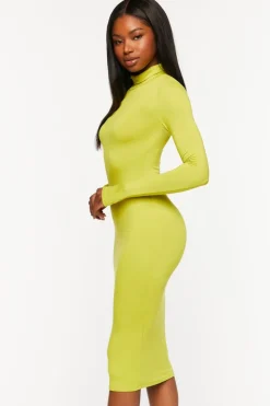 Turtleneck Long-Sleeve Midi Dress
