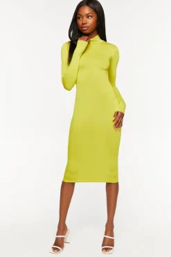 Turtleneck Long-Sleeve Midi Dress