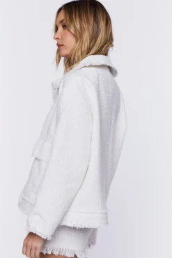 Tweed Frayed-Trim Shacket