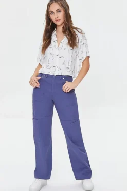 Twill High-Rise Pants