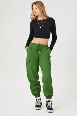 Twill Mid-Rise Cargo Joggers
