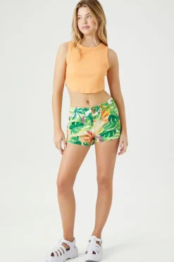 Twill Tropical Print Shorts
