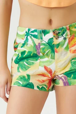 Twill Tropical Print Shorts