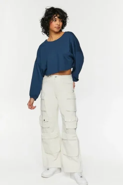 Twill Wide-Leg Cargo Pants