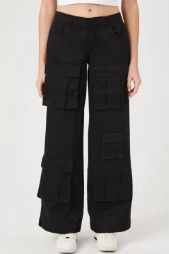 Twill Wide-Leg Cargo Pants