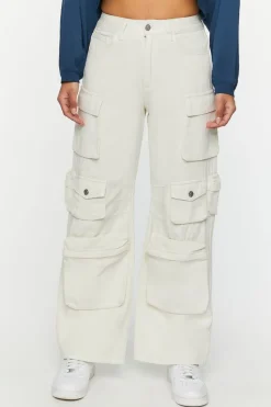 Twill Wide-Leg Cargo Pants