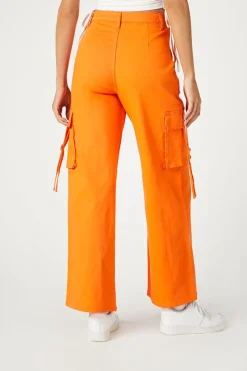 Twill Wide-Leg Utility Cargo Pants
