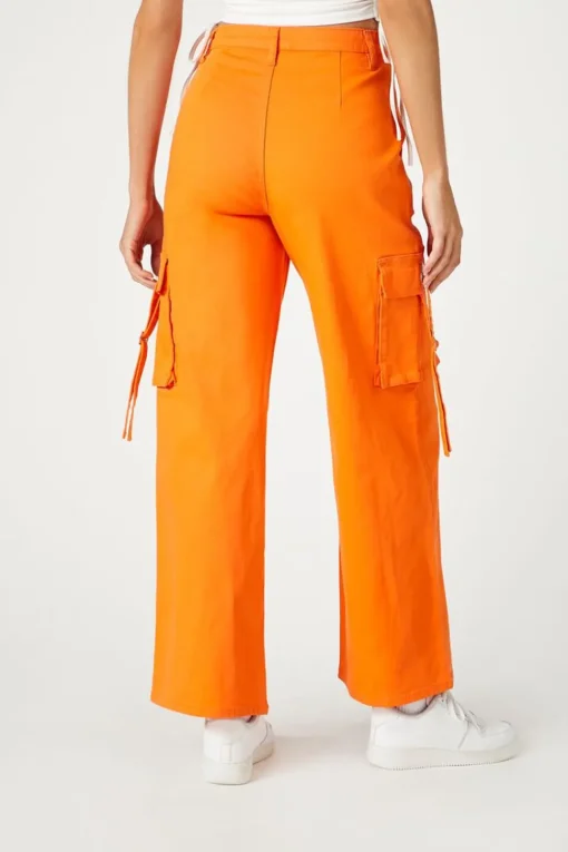 Twill Wide-Leg Utility Cargo Pants