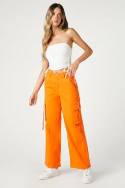 Twill Wide-Leg Utility Cargo Pants