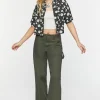 Twill Wide-Leg Utility Pants