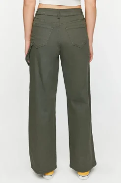 Twill Wide-Leg Utility Pants